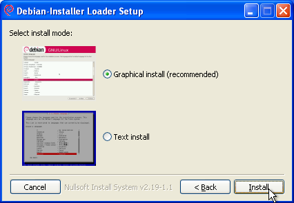 Debian installation in Windows