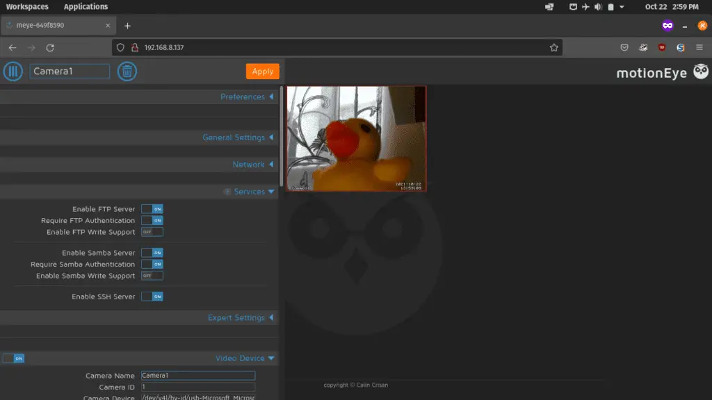 Quick and Dirty CCTV with Raspberry Pi, MotionEyeOS + Webcam 40 motioneyeos 10