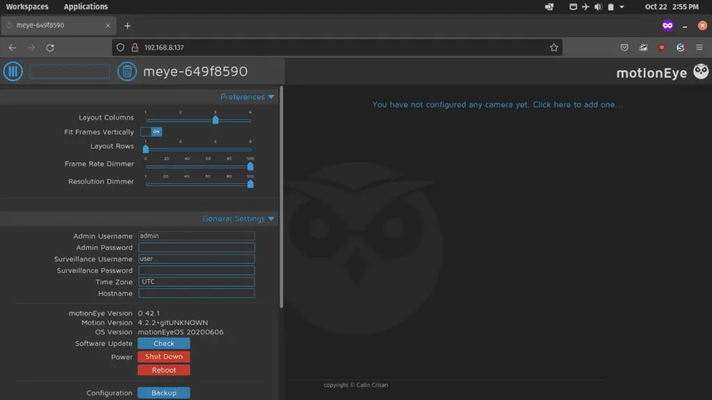 Quick and Dirty CCTV with Raspberry Pi, MotionEyeOS + Webcam 36 motioneyeos 6