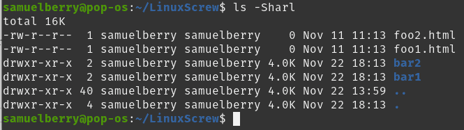 ls Command in Linux to List Files and Directories 9 ls -Sharl output