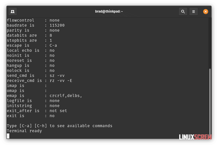 Installing OpenWrt on a BT HomeHub 5 (or Plusnet Hub One), Full Instructions 19 Terminal Ready