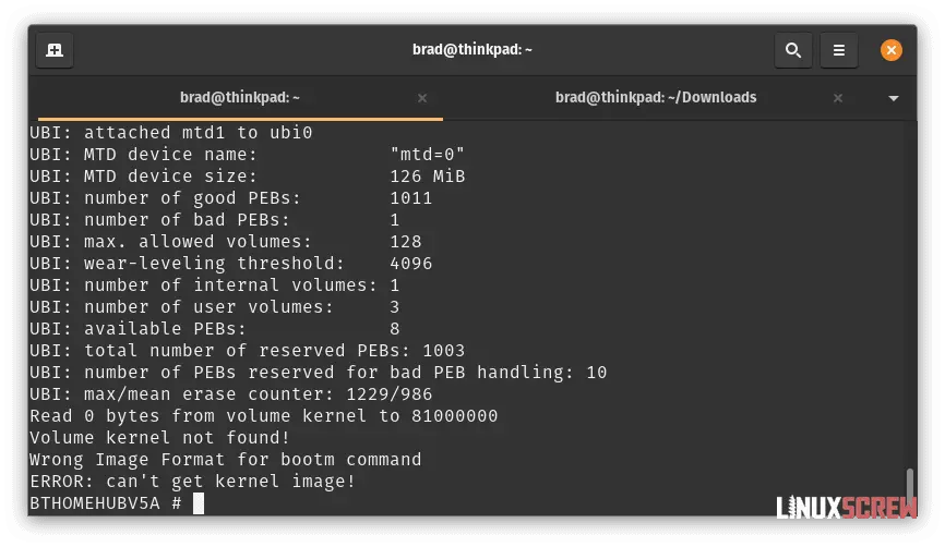 Installing OpenWrt on a BT HomeHub 5 (or Plusnet Hub One), Full Instructions 23 Bootloader loaded