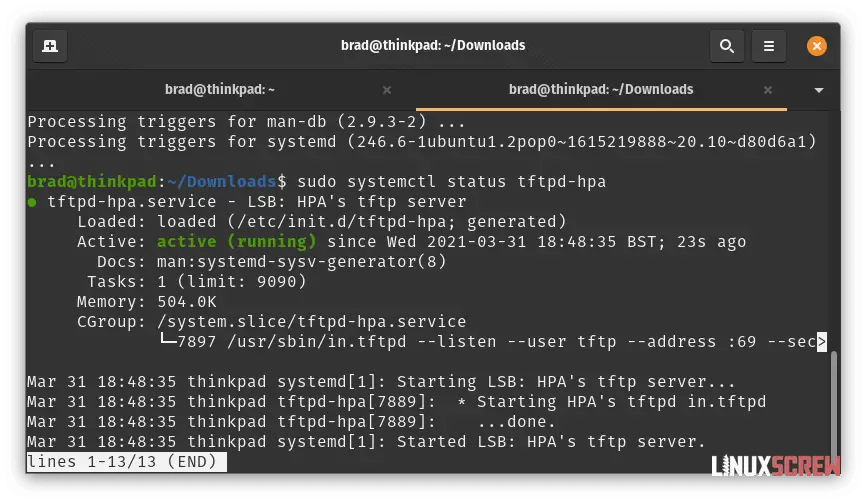 Installing OpenWrt on a BT HomeHub 5 (or Plusnet Hub One), Full Instructions 24 TFTPD running