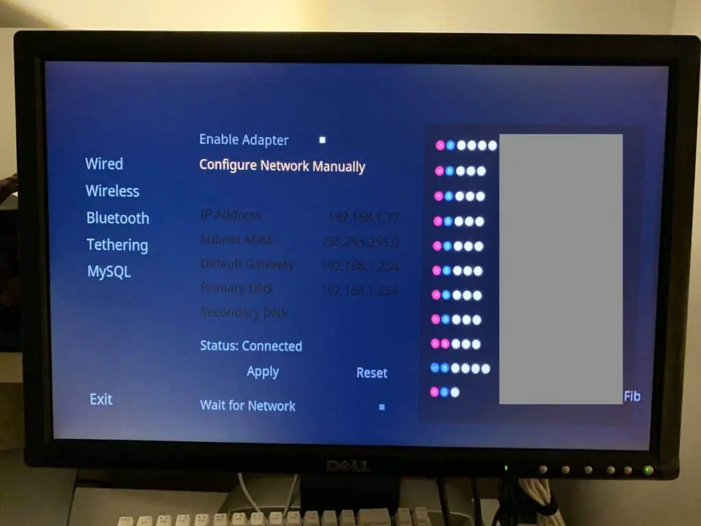 When everything's up and running, the network status will show as 'Connected'.