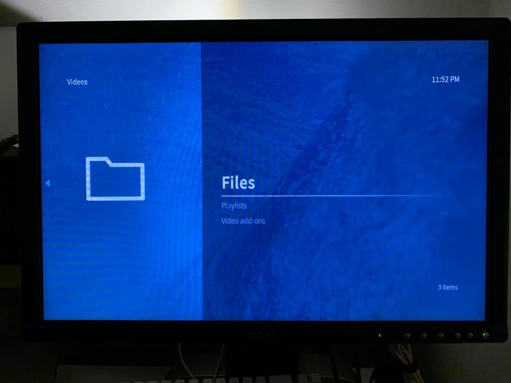 To watch media from a USB storage device, navigate to the Videos Menu (or Music, or Pictures, depending on what's on your USB drive) and select 'Files'.