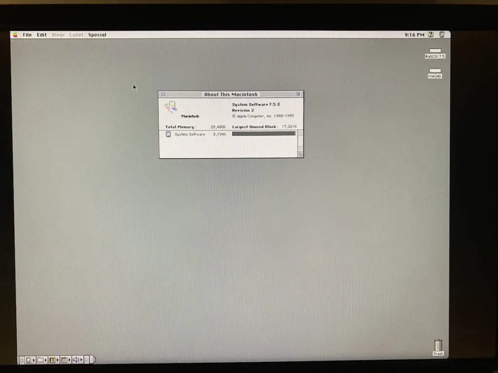 Browsing the Internet on a 1989 Macintosh II with a Web Rendering Proxy 5 Macintosh IICI System Info
