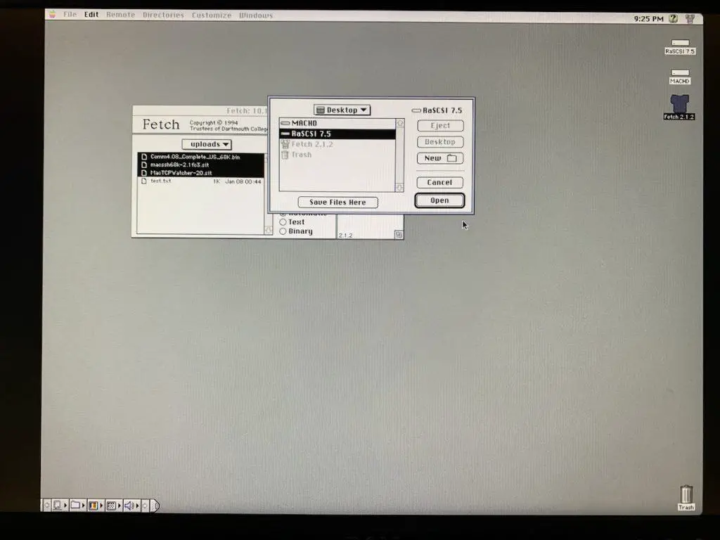 Browsing the Internet on a 1989 Macintosh II with a Web Rendering Proxy 15 Selecting download destination in Fetch