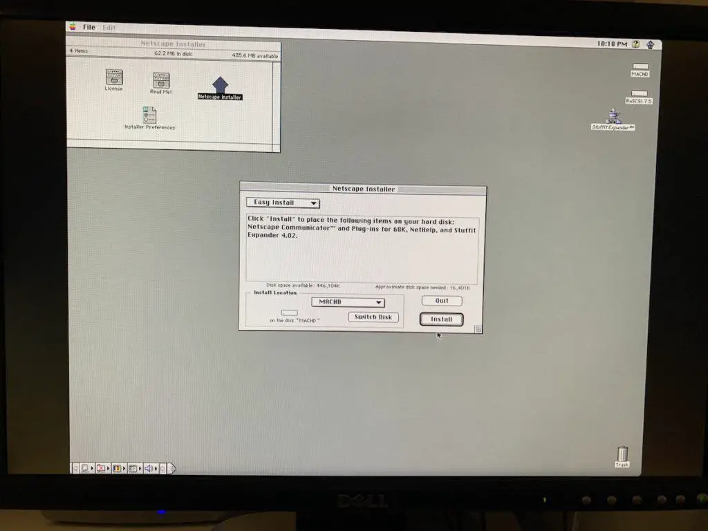 Browsing the Internet on a 1989 Macintosh II with a Web Rendering Proxy 18 Netscape installation destination
