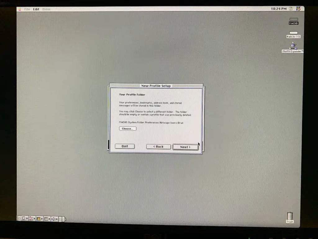 Browsing the Internet on a 1989 Macintosh II with a Web Rendering Proxy 25 Setting up a new Netscape profile