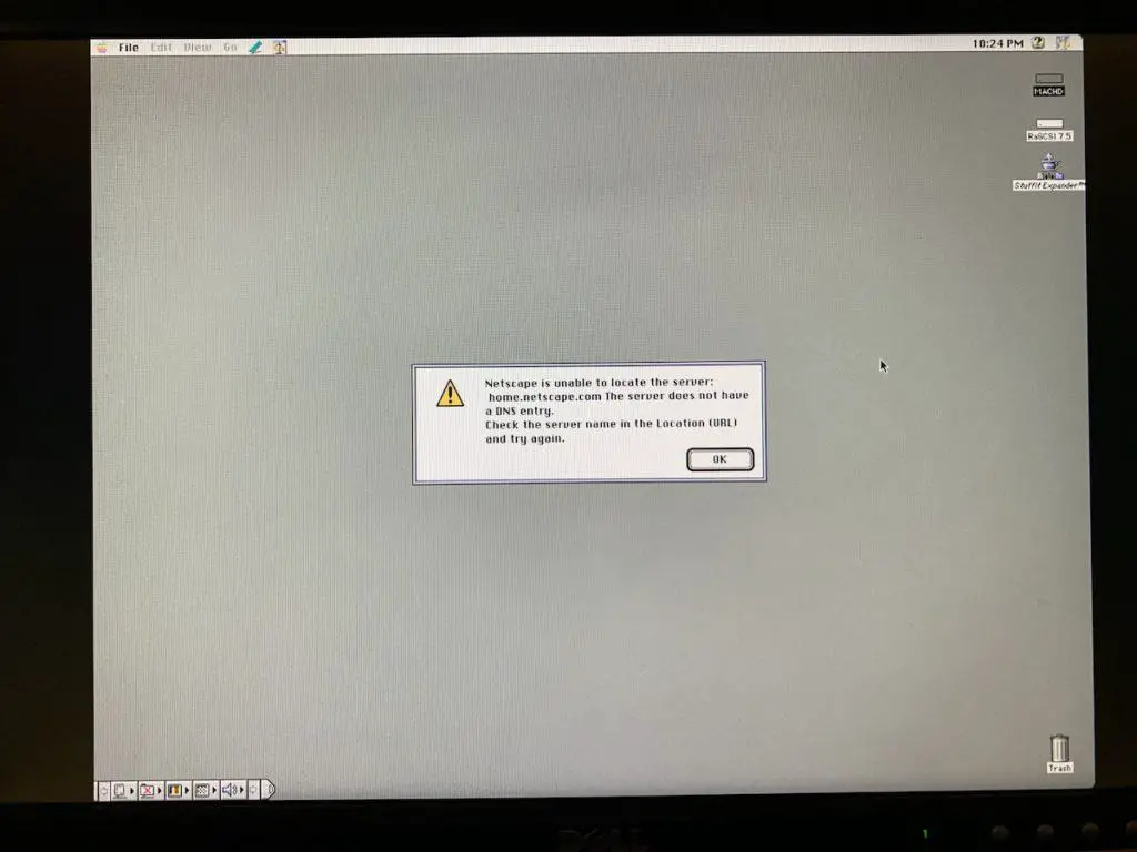 Giving a 30-something year old computer direct internet access obviously isn't a great idea, so Netscape will complain about a few things.