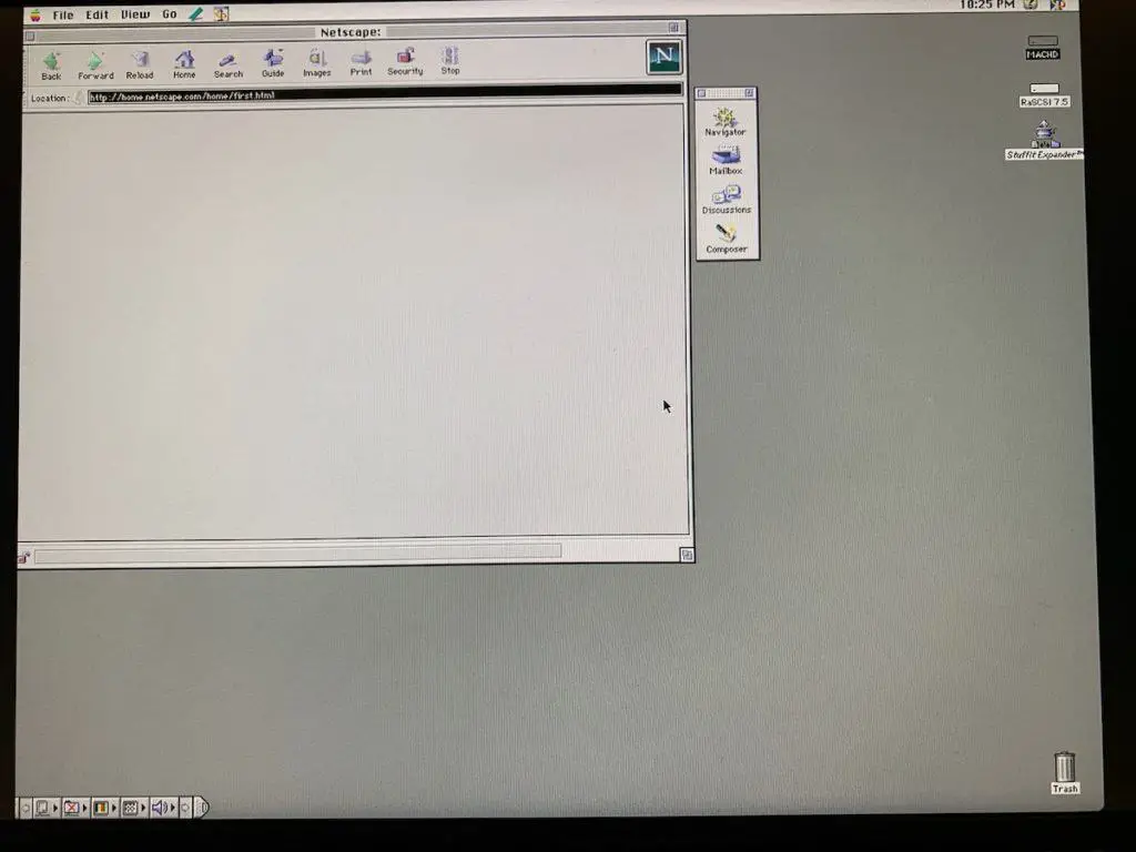 Browsing the Internet on a 1989 Macintosh II with a Web Rendering Proxy 29 Netscape, up and running